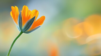 Fototapeta premium Blooming Flower in Soft Light Against Blurred Background