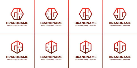 Letters GX XG GY YG Hexagon Logo Set, suitable for business with GX XG GY YG initials