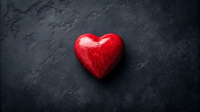 red heart on wooden background - Powered by Adobe