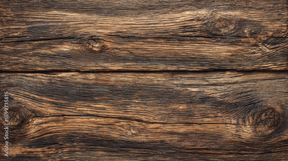 Poster close-up view of aged wooden planks showcasing deep textures and intricate patterns. the warm tones 