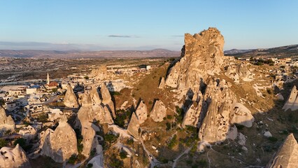Eroded rock formations. Rocky landscape view. historical unique ancient open-air museum ruins....