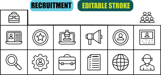 Recruitment icons with text business people