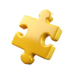 Obraz premium Golden puzzle piece isolated on transparent background