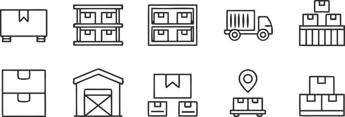 Warehouse and Logistics Icons shipping delivery