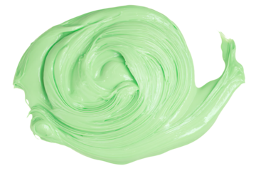 a green paint is swirled in a swirl