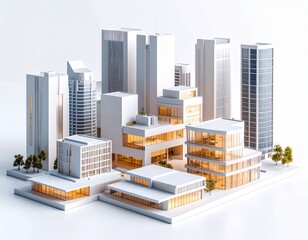 Miniature city skyline Clean modern architectural model