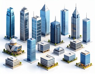 Miniature city towering structures and buildings