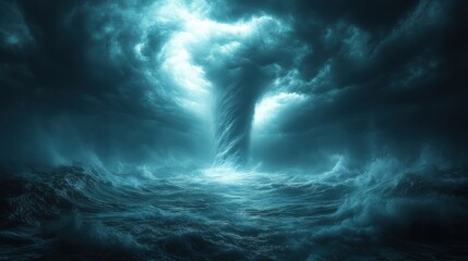 Epic storm over turbulent ocean