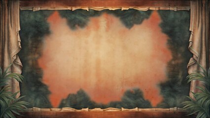 Vintage stage with velvet curtains and spotlight illuminating the center