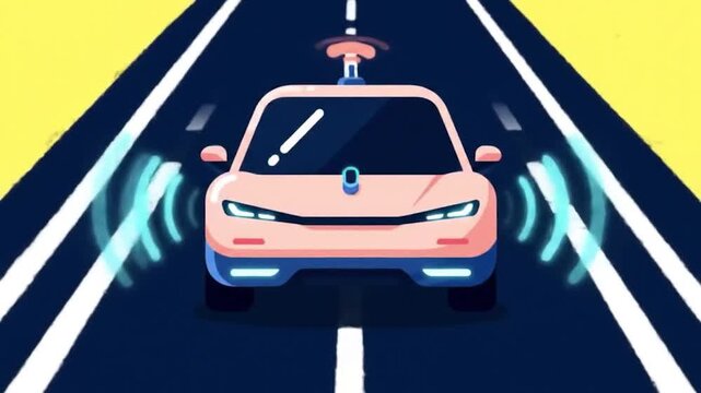 Autonomous car on road