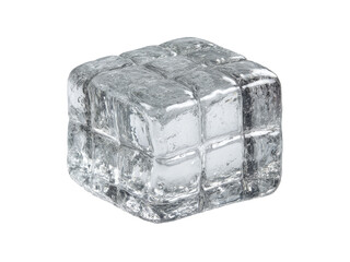 Obraz premium Large clear glass ice cube block isolated on black background, Isolated On Transparent Background, Png