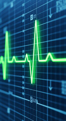 Vital Signs Display A Close-Up View of a Green Heartbeat Rhythm on a Monitor Screen
