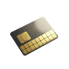 Close up of a credit card chip isolated on transparent background