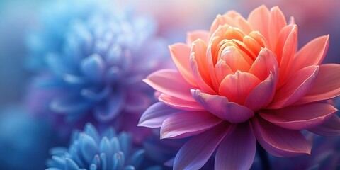 Obraz premium Dreamy Gradient - colored Lotus Close - up, for Floral Design Material, Romantic Atmosphere Building, Natural Aesthetic Sharing