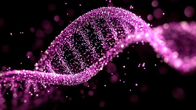 Abstract Pink DNA Helix: A Sparkling Visualization of Genetic Code - Powered by Adobe