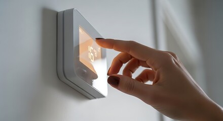 Female hand adjusting the thermostat for optimal climate management