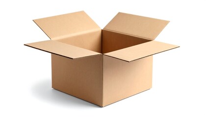 Open cardboard box on white background