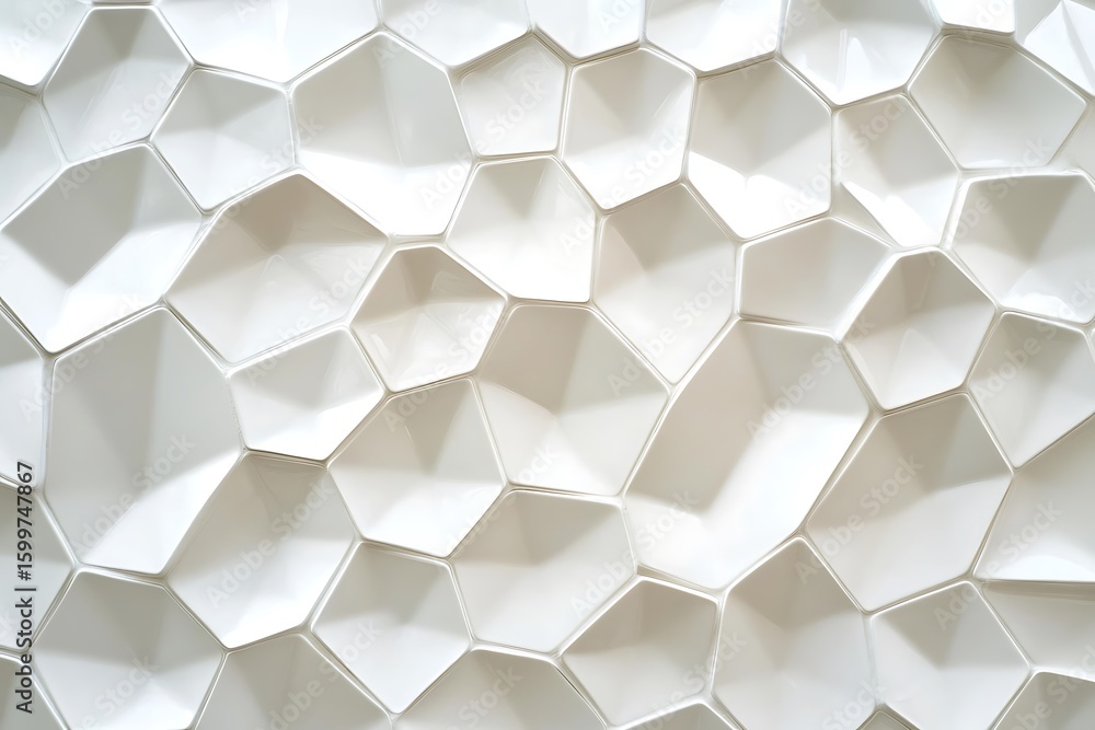 Poster white hexagonal tile pattern with light and shadow for modern wall design