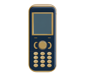 A simple clipart of an old cell phone on a transparent background