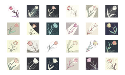 Elegant Black Silhouette Floral Designs: A Collection of Peony and Rose Botanical Vector Graphics for Tattoos, Logos, and Decorative Elements