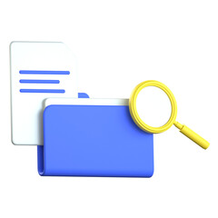 Search Folder and File 3D Icon Colorful Style