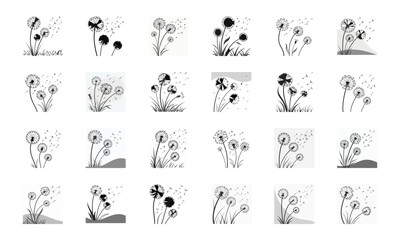 Elegant Black Silhouette Floral Designs: A Collection of Peony and Rose Botanical Vector Graphics for Tattoos, Logos, and Decorative Elements