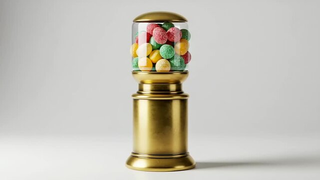Colorful candy-filled gumball machine on display