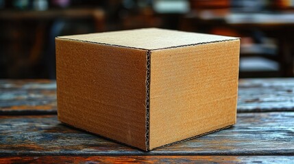 A Simple Cardboard Box on a Rustic Wooden Table