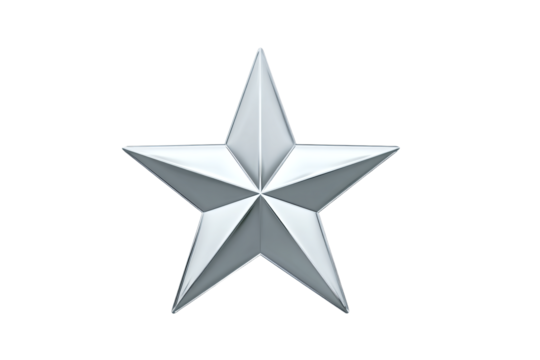 a silver star with a white background