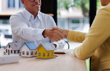 Business man offer and give hand for handshake in office. Successful job interview. Apply for loan...