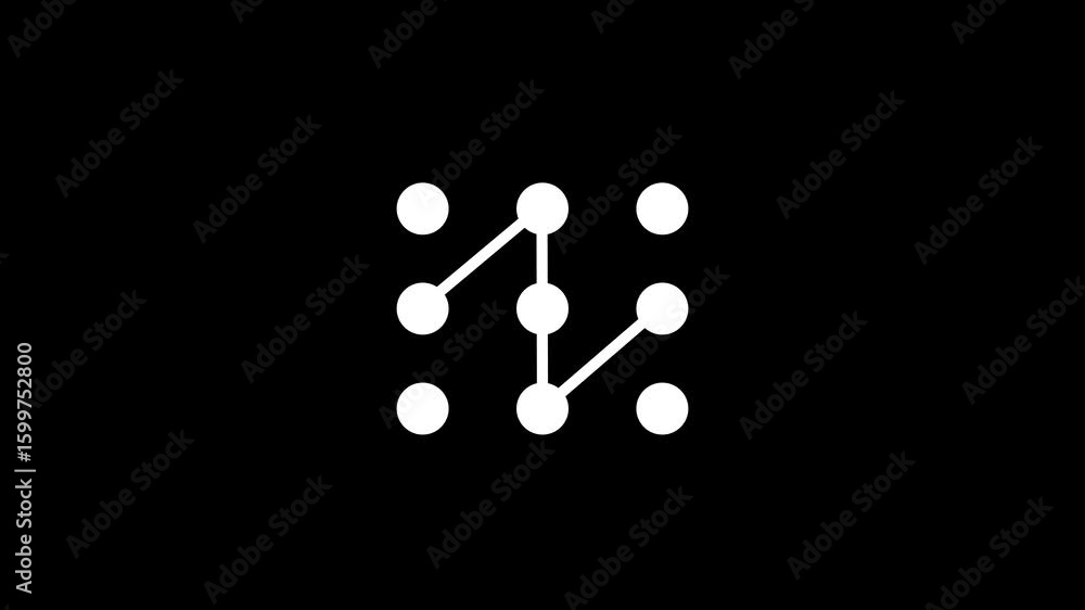 Poster abstract animation of a smartphone screen pattern lock on black background
