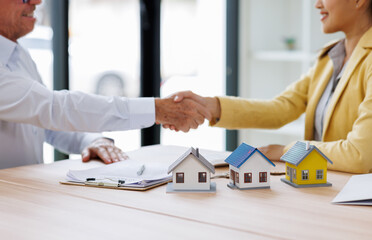 Business man offer and give hand for handshake in office. Successful job interview. Apply for loan...