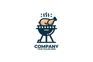 Minimalist Modern Flat Grilled Food Emblem