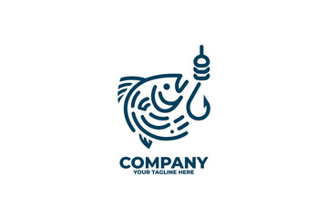 Hooked Fish Logo Minimalist Design
