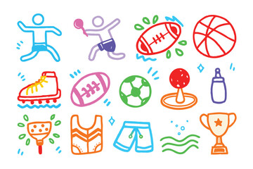 Sporty Doodle Collection: A vibrant assortment of whimsical sports-themed doodles, perfect for adding a touch of playful energy to any project.