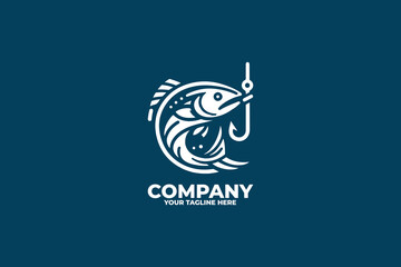 Minimalist Catching Fish Logo Design