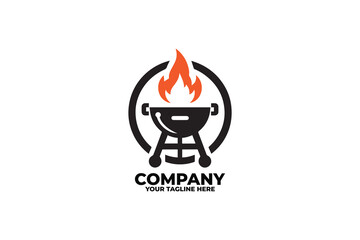 Minimalist Grilling Flame Icon Logo