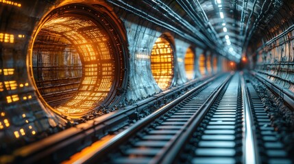 Illuminated Subway Tunnel: A Journey into the Depths of Urban Infrastructure