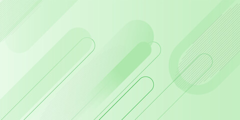 White abstract wide banner background with green geometric shapes. Minimal geometric. Modern futuristic concept. Suit for cover, header, business, presentation. vector illustration