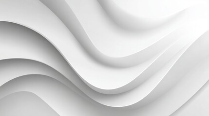 Soft, flowing curves in white form a three-dimensional effect, creating a serene and minimalist aesthetic. The design highlights gentle textures and smooth transitions.