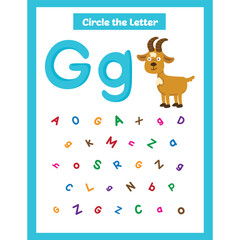 Circle the letter worksheet activity for kids Letter Gg for Goat