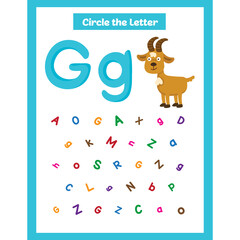 Circle the letter worksheet activity for kids Letter Gg for Goat