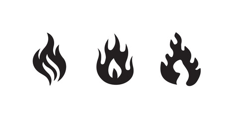 Fire icon collection. Fire flame symbol. Bonfire silhouette logotype,  Bonfire icons, flaming elements, vector illustration eps 10.