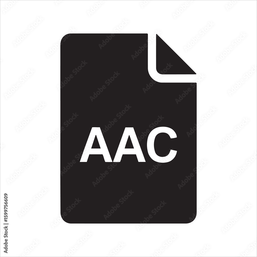 Poster simple black icon representing an aac audio file format