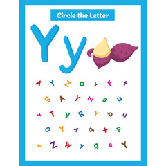 Circle the letter worksheet activity for kids Letter Yy for Yam