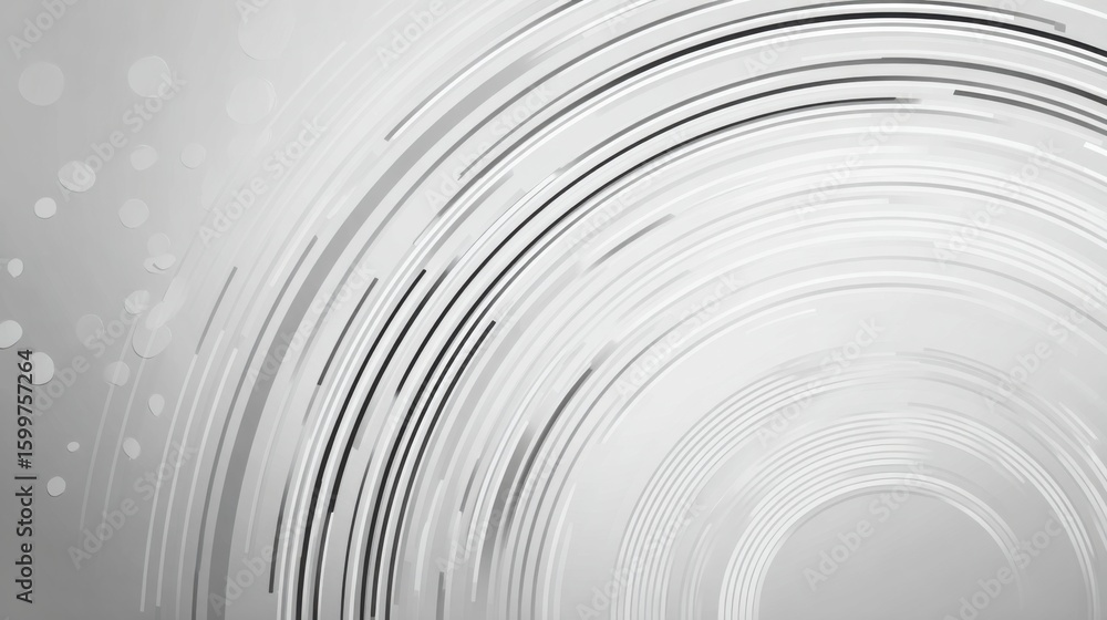 Poster curved lines interweave to form abstract patterns across a smooth grey backdrop, presenting a modern