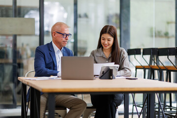 Business Documents, Auditor businesswoman checking searching document legal prepare paperwork or...