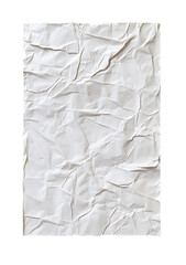 Obraz premium Close up of a full white crumpled sheet of paper with rough edges and deep wrinkles isolated on white or transparent png