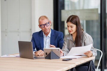 Business Documents, Auditor businesswoman checking searching document legal prepare paperwork or report for analysis TAX time,accountant Documents data contract partner deal in workplace office