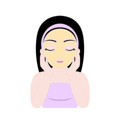 Young Woman Applying Face Product and Massaging Cheeks